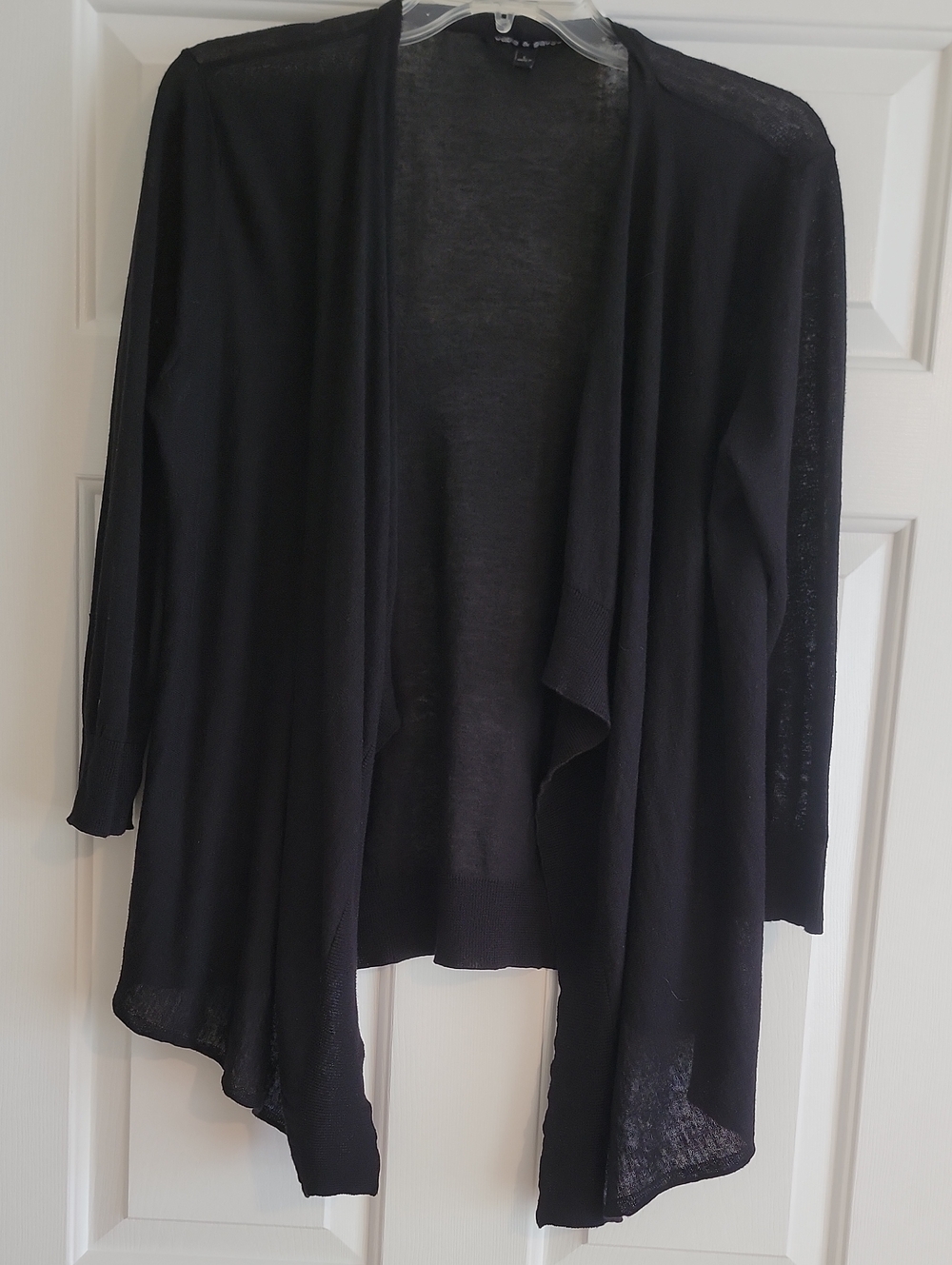 Cable & Gauge Black Draped Open-Front Cardigan, L